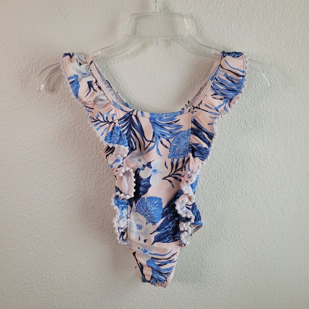 Tommy Bahama Swimsuit One Piece Girls Size 4T Pink Blue Ruffles Bathing Suit - Picture 9 of 16